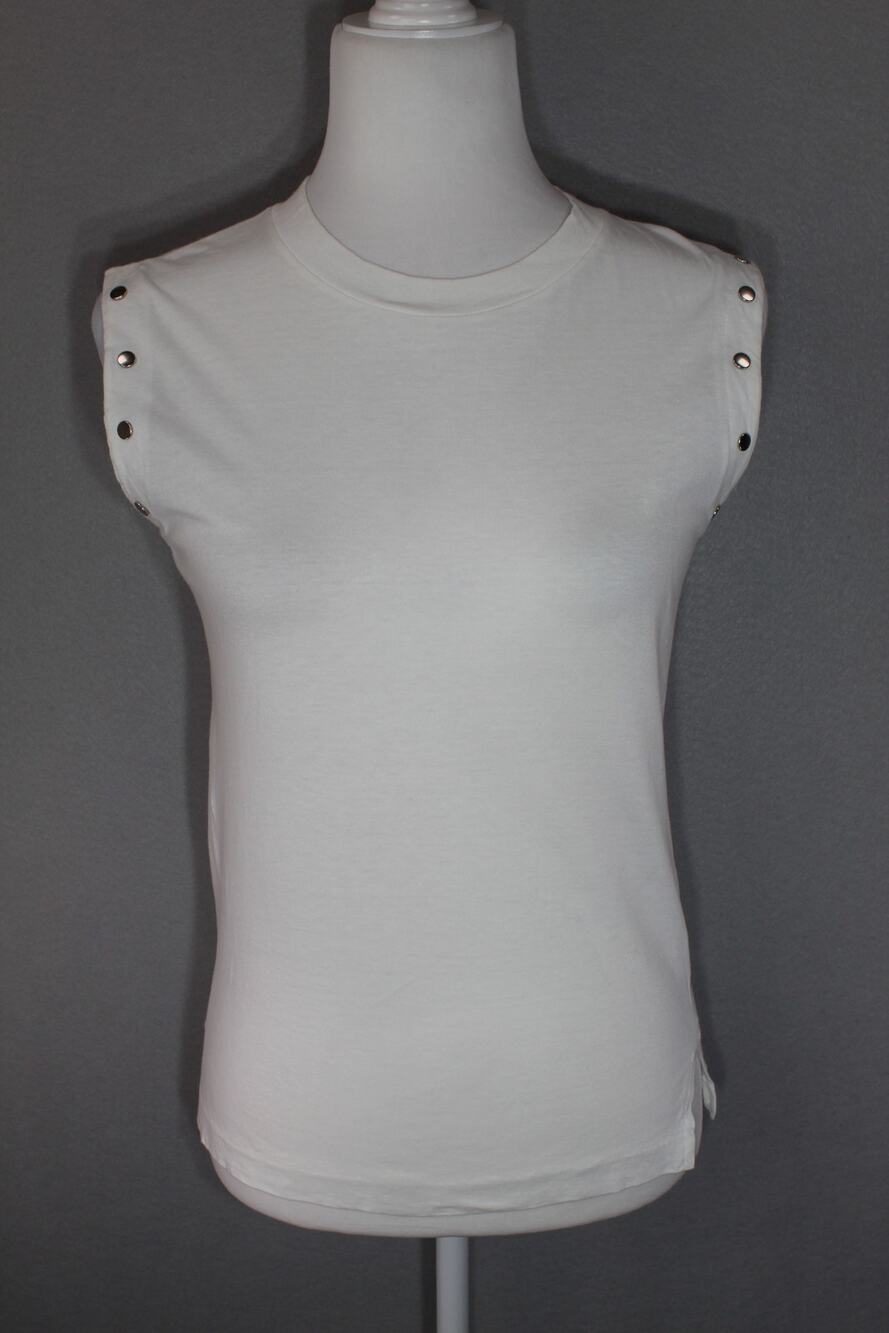 Vintage 20th Century Survival Metal Stud Cotton Shirt Women's Small Sleeveless